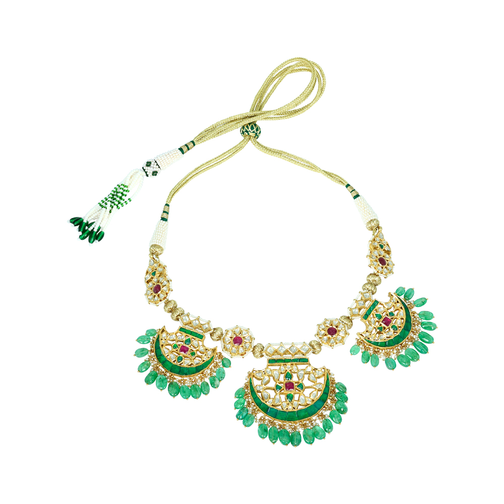 Pankhi Necklace with Polkis, Emerald Maniyas, and Ruby Talafs